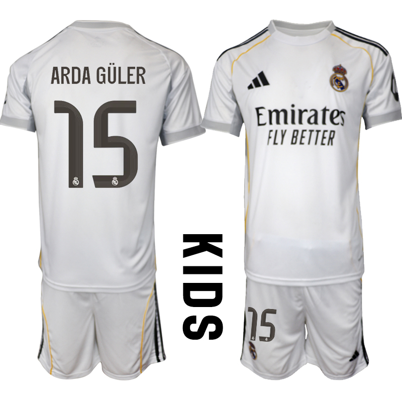 Youth 2025-2026 Club Real Madrid home white 15 Soccer Jersey 01